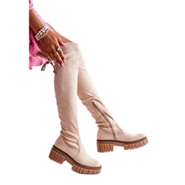 Step in style Cizme Model Cheera UK105P Bej Deschis - Pas in stil