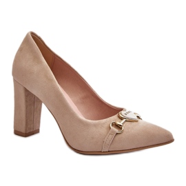 Step in style Pompe Model Zazoo 2453/OS Cappuccino Suede - Pas în stil bej