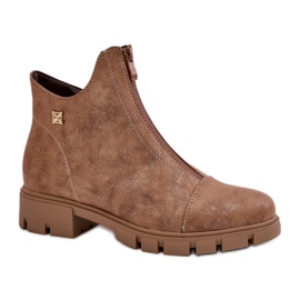 Step in style Cizme Model Verietta RMR23123-11 Maro/Auriu piele intoarsa - Pas in stil