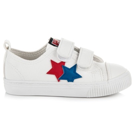 L&H Pantofi din piele cu Velcro alb albastru roșu L&H Pantofi din piele cu Velcro alb albastru roșu