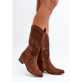 Step in style Cizme Model Zazoo 3305/P Maro piele intoarsa - Pas in stil