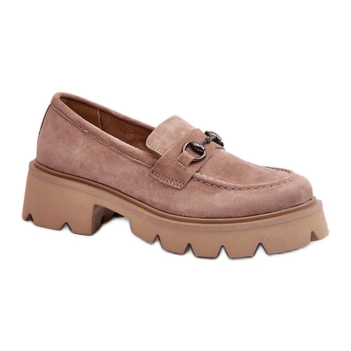 Mocasini de dama la modă masiv Beige bej