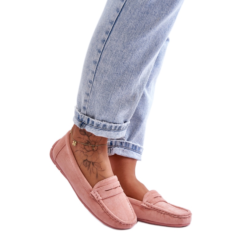 Mocasini clasici de dama roz deschis