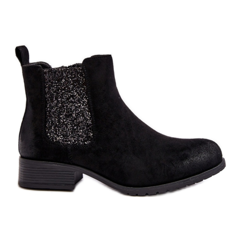 Botine de dama clasice din piele intoarsa ecologica Neagra negru