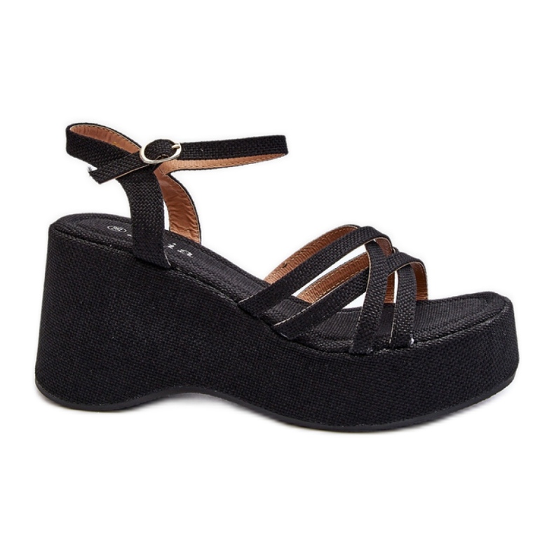 Sandale cu platformă și pană de damă Negru Sandale cu platformă și pană de damă Negru