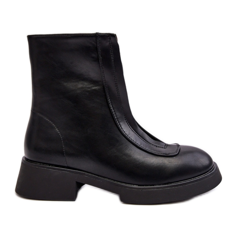 Cizme negre de dama cu toc plat negru Cizme negre de dama cu toc plat negru