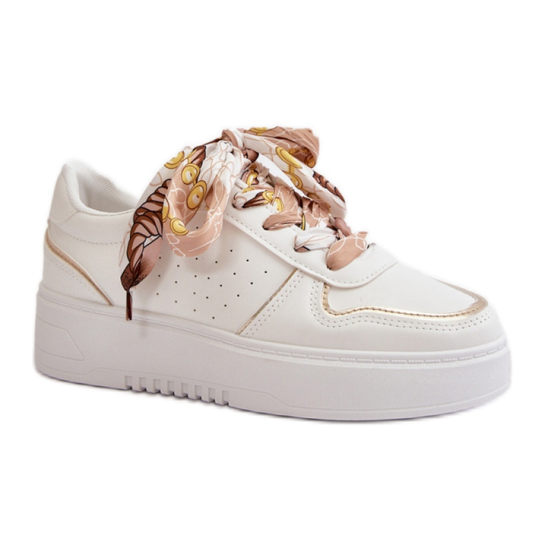 Adidasi de dama cu piele ecologica si decor alb