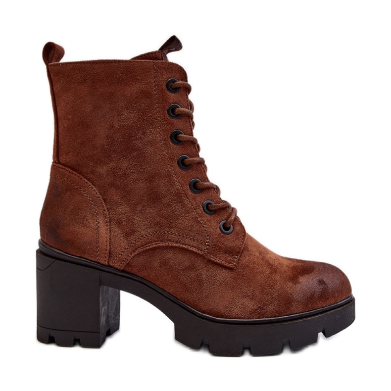 Botine de dama din piele intoarsa ecologica maro Botine de dama din piele intoarsa ecologica maro