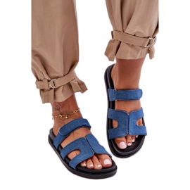 Flip-flops damă albastru închis din material textil