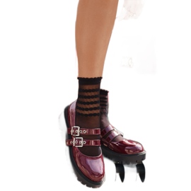 Pantofi lacuiti cu catarame Burgundy roșu Pantofi lacuiti cu catarame Burgundy roșu