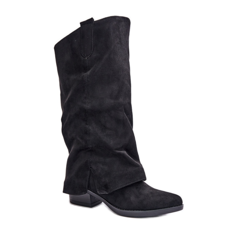 Cizme din piele intoarsa Model Cowboy Neagra negru