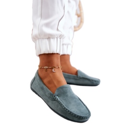 Evento Mocasini slip-on din piele intoarsa menta verde