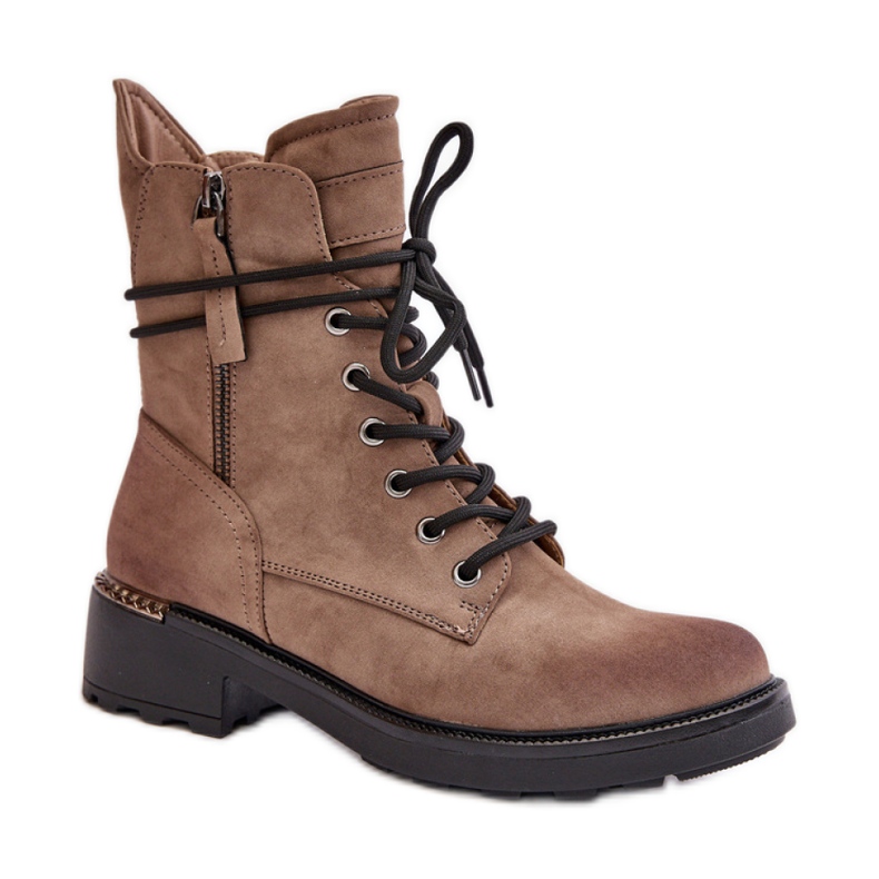 Evento Muncitori din piele intoarsa cu fermoar decorativ bej Evento Muncitori din piele intoarsa cu fermoar decorativ bej