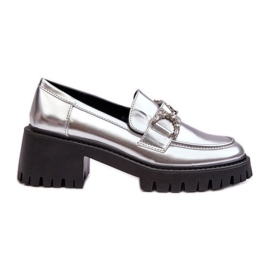 Mocasini slip-on dama argintii