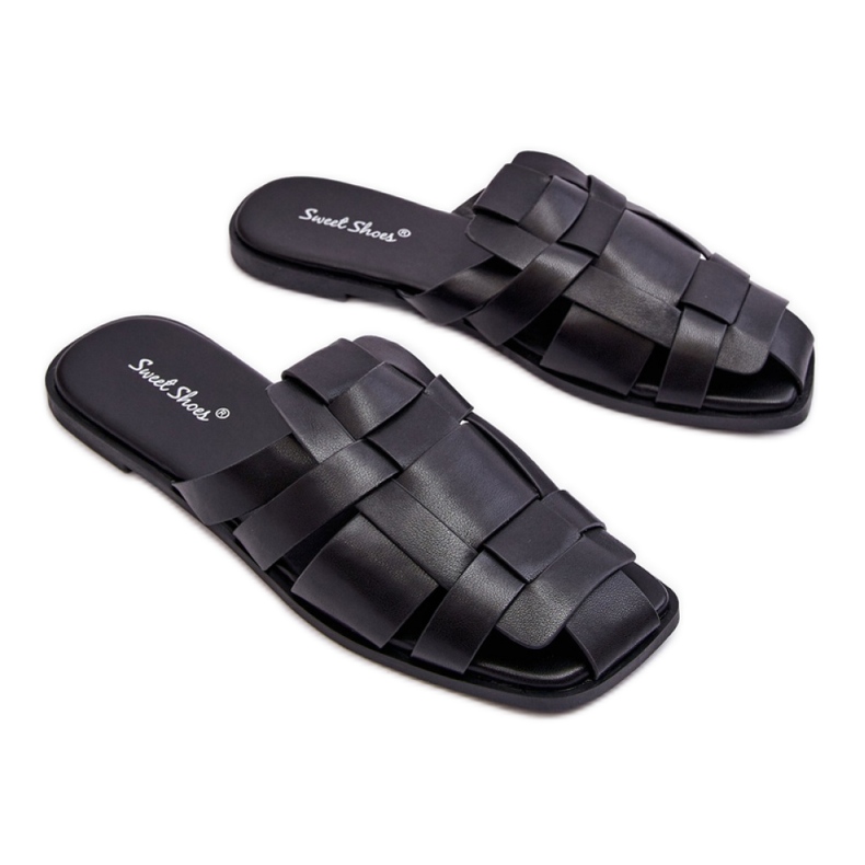 Flip-flops de damă din piele ecologică 2522-1 negru