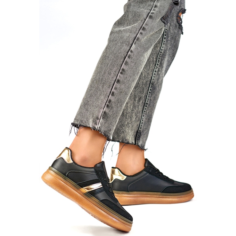 Pantofi sport de damă A185B, negru și bej Pantofi sport de damă A185B, negru și bej