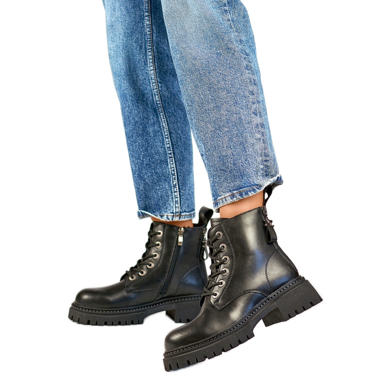 Cizme de damă căptușite cu blană GD-TL57B, negre negru