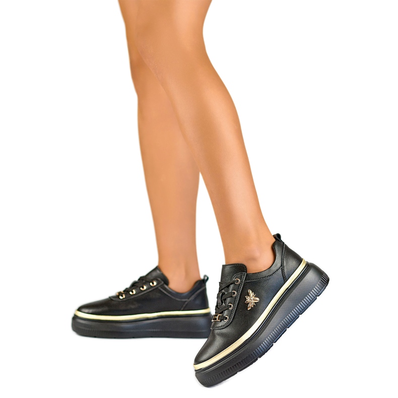 Pantofi sport de damă cu decor GD-XF120C-B, negri negru Pantofi sport de damă cu decor GD-XF120C-B, negri negru