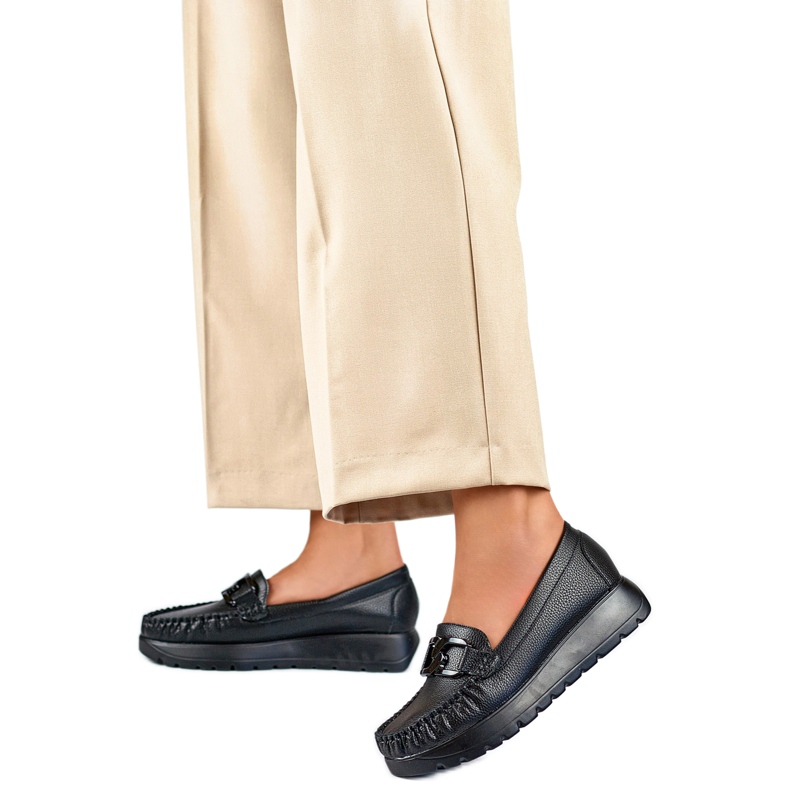 Mocasini cu pană de damă 24-21339B negru