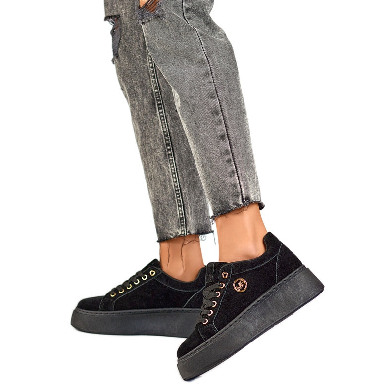 Pantofi sport de damă pe platformă TL251B, negri negru