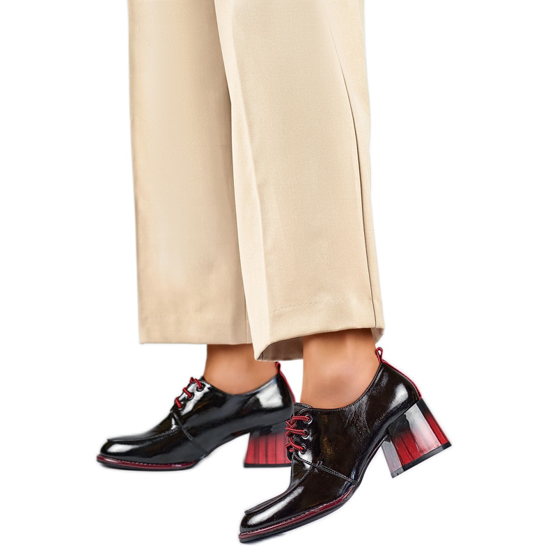 Pantofi dama GD-FL439-B Piele lacuita negru