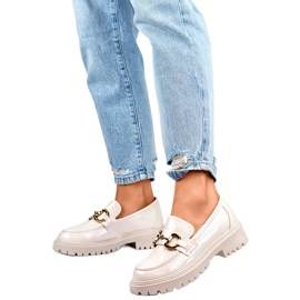 Mocasini de dama cu decor auriu OH31-2LT/BE bej Mocasini de dama cu decor auriu OH31-2LT/BE bej