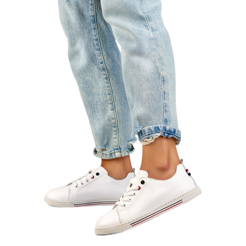 Pantofi de damă din piele 24-87967W alb