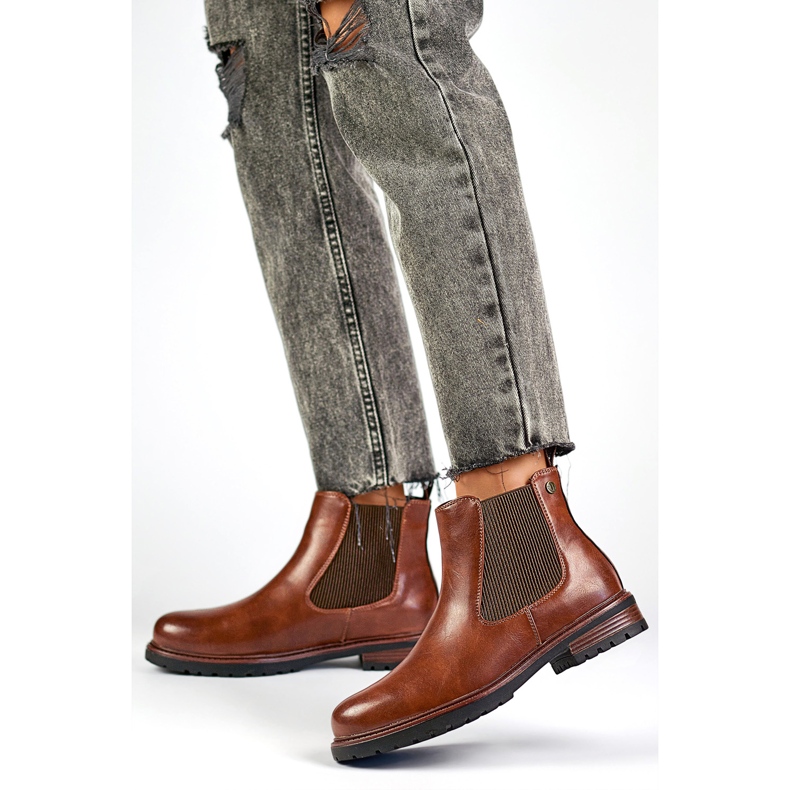 Cizme Chelsea Model GD-WL71C Maro/Camel - PRIMO