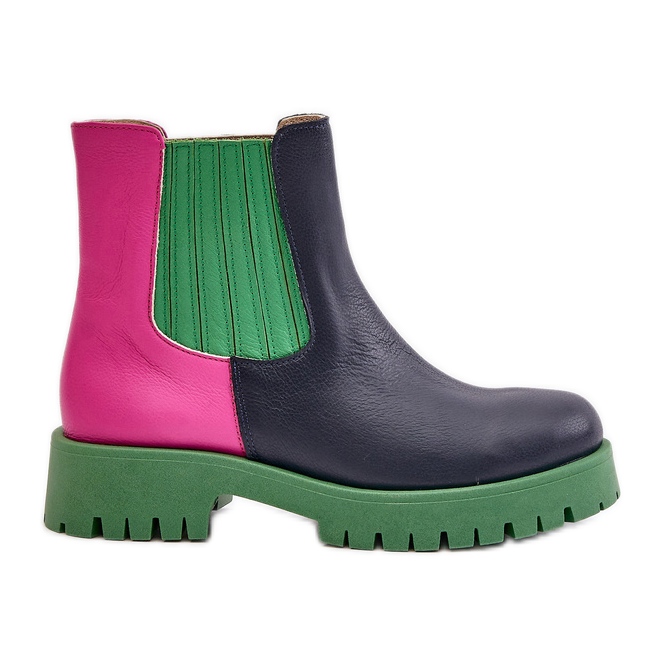 Lewski Shoes Cizme plate cu slip-on din piele de damă Lewski 3611 multicolor albastru
