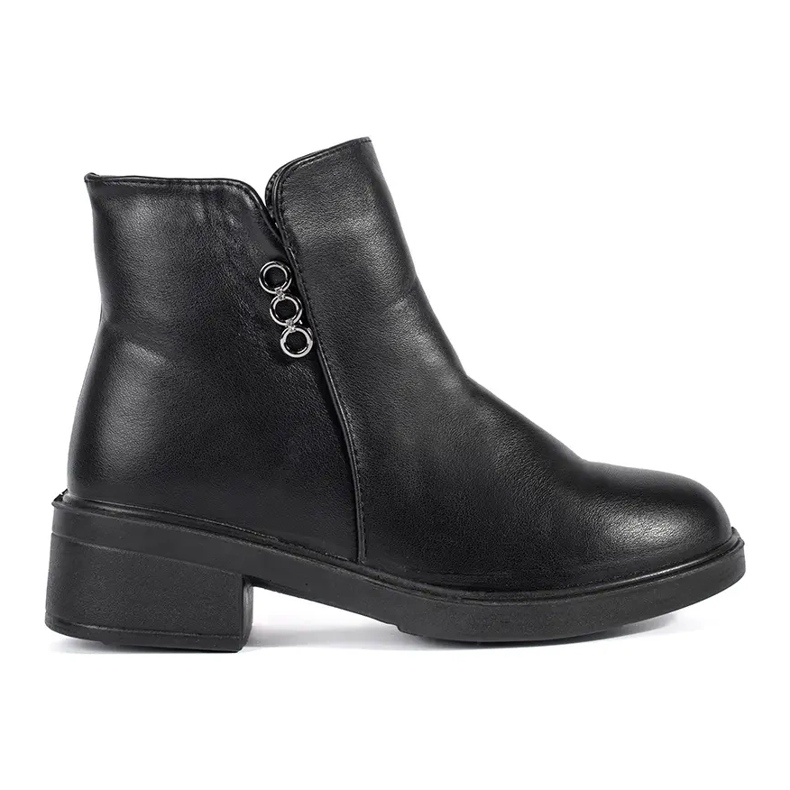 Botine clasice negre de damă cu toc joasă negru