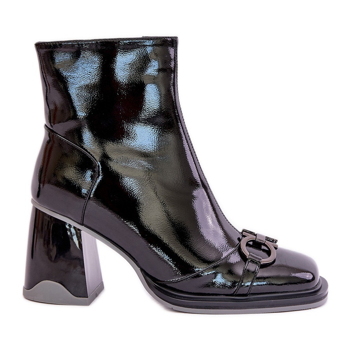 S.Barski Botine patentate pe toc inalt izolate cu decorare D&amp;A MR880-021 Negru