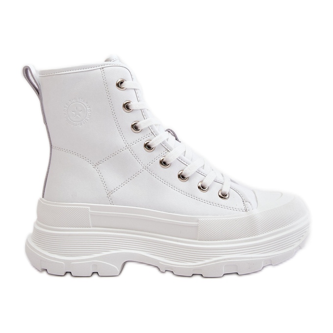 Adidași izolați din piele pe o platformă masivă Big Star OO274A598 alb