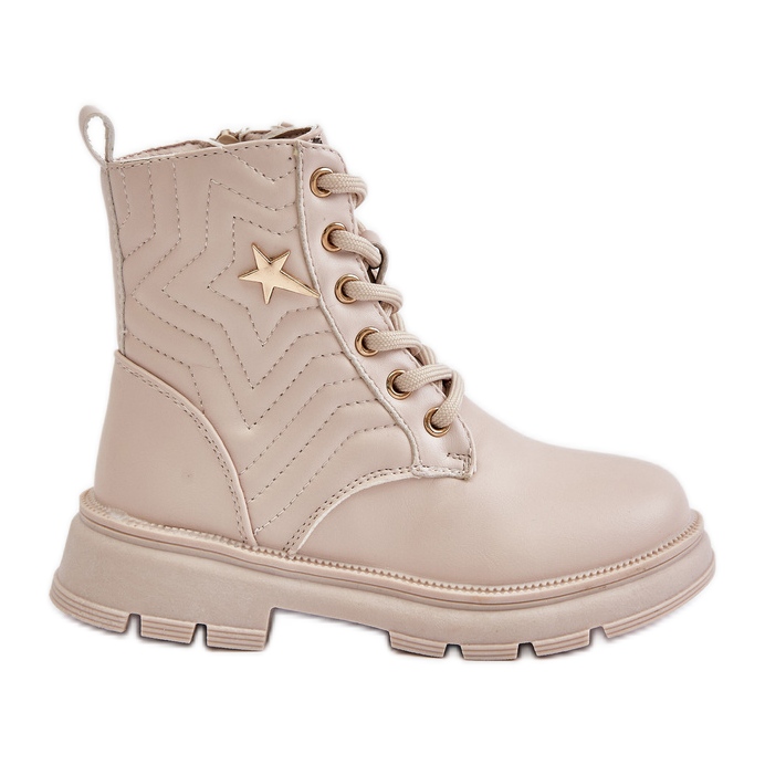 Botine izolate pentru copii cu fermoar din piele ecologica, Beige Liotira bej