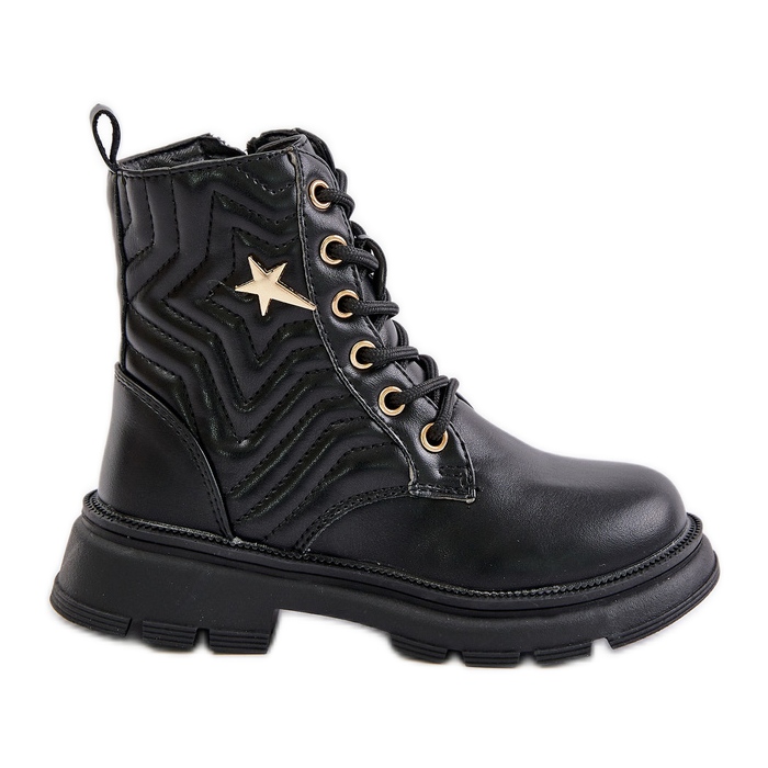 Botine izolate pentru copii cu fermoar din piele ecologica, Black Liotira negru