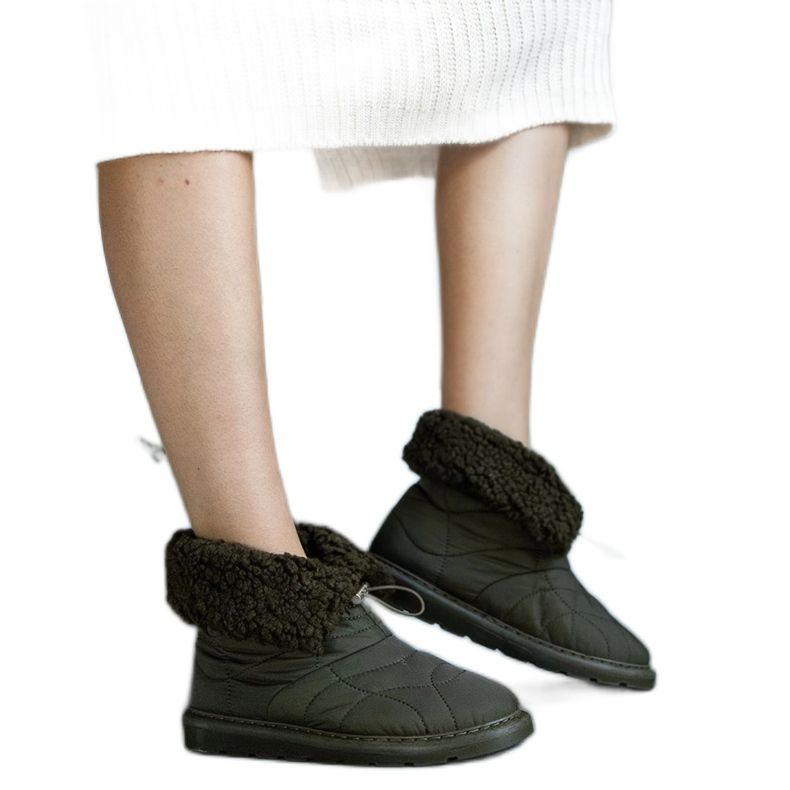 Cizme de zăpadă izolate verzi cu manșetă Caellita negru