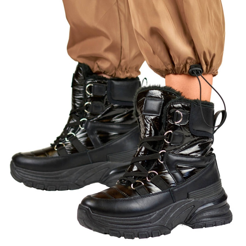 Cizme de zapada dama, cizme negre lucioase 22-PY16061B negru Cizme de zapada dama, cizme negre lucioase 22-PY16061B negru