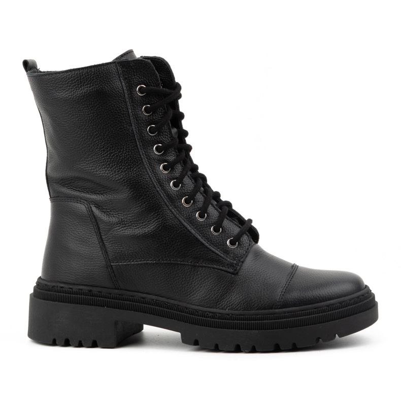WASAK Botine de dama din piele cu dantela inalta iarna 0640 neagra negru