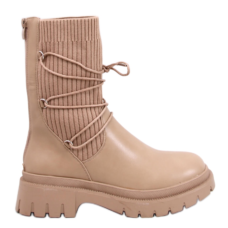 Botine Willet Khaki cu șosete bej Botine Willet Khaki cu șosete bej