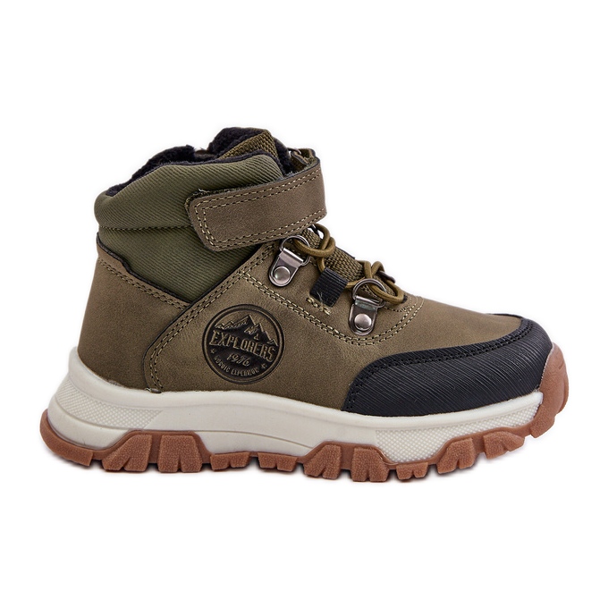 News Cizme izolate de drumetie de iarna pentru copii cu fermoar, Temisha verde inchis