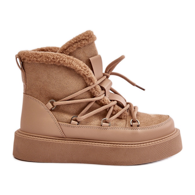 Cizme de zapada Tamidra bej inchis pe platforma