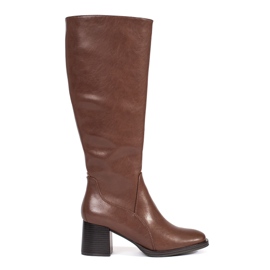 Cizme cu toc înalt de damă din piele clasică maro de Sergio Leone