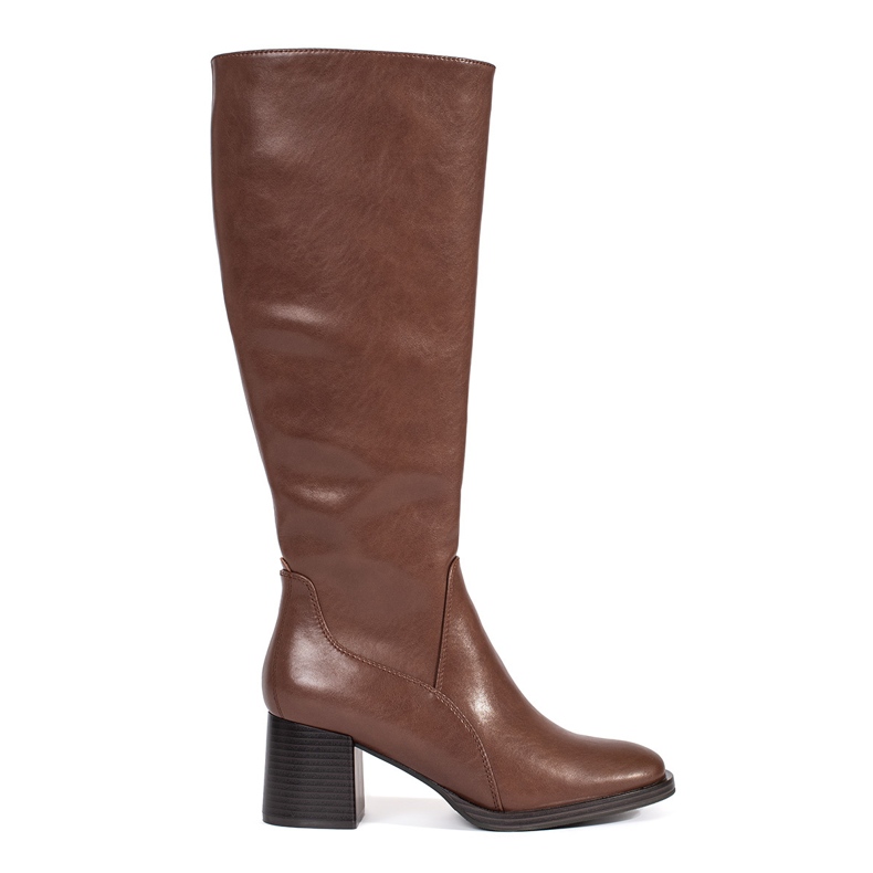 Cizme cu toc înalt de damă din piele clasică maro de Sergio Leone