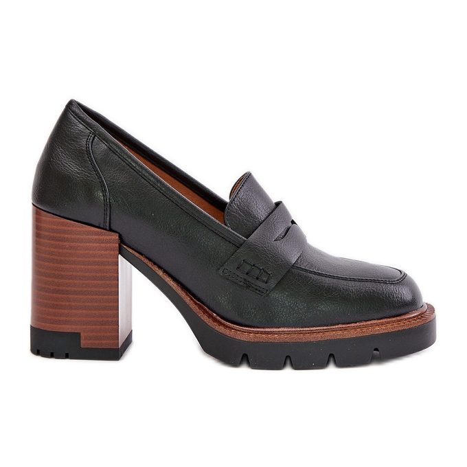 Pantofi de damă cu toc înalt din piele ecologică, negru Vinceza 58105