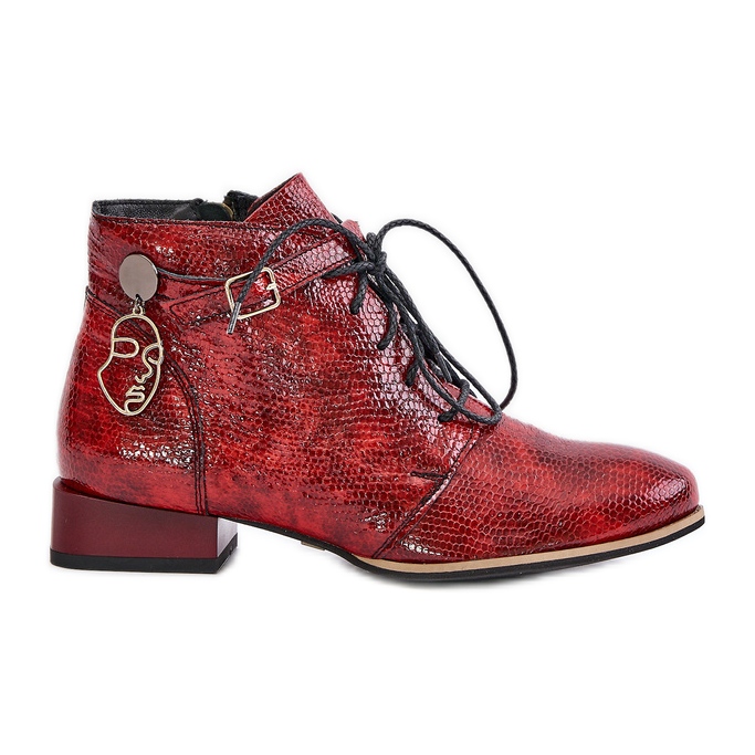 Botine de damă din piele lacuată Maciejka 5743A-08 roșii roșu