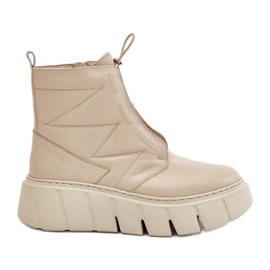 Botine Zazoo 60472 Piele Pe Platformă Și Pane, Bej
