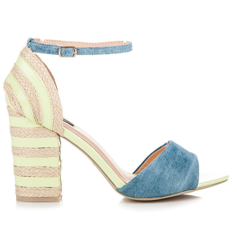 Vices Espadrile din denim cu toc înalt verde