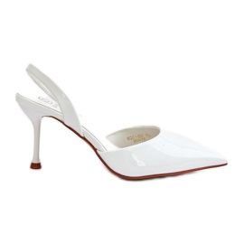 Stiletto alb lacuit cu toc deschis Emmizola