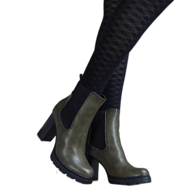 Botine verzi cu slip-on din piele ecologică Motena verde