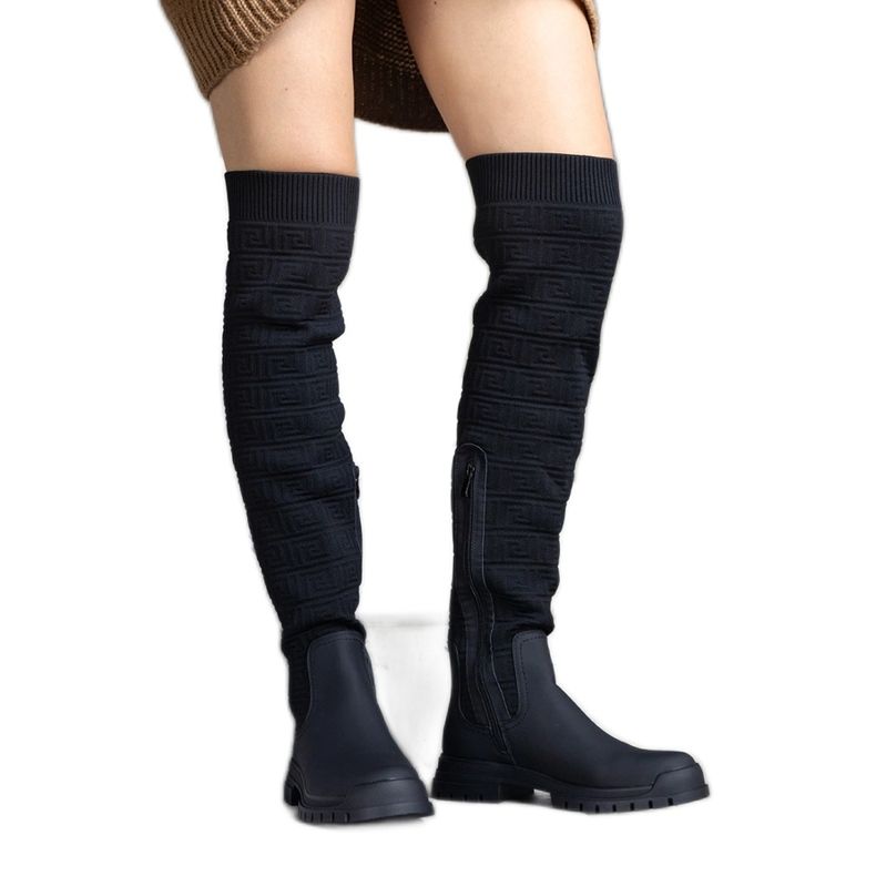 Cizme din material negru cu finisaj mat Scarlett