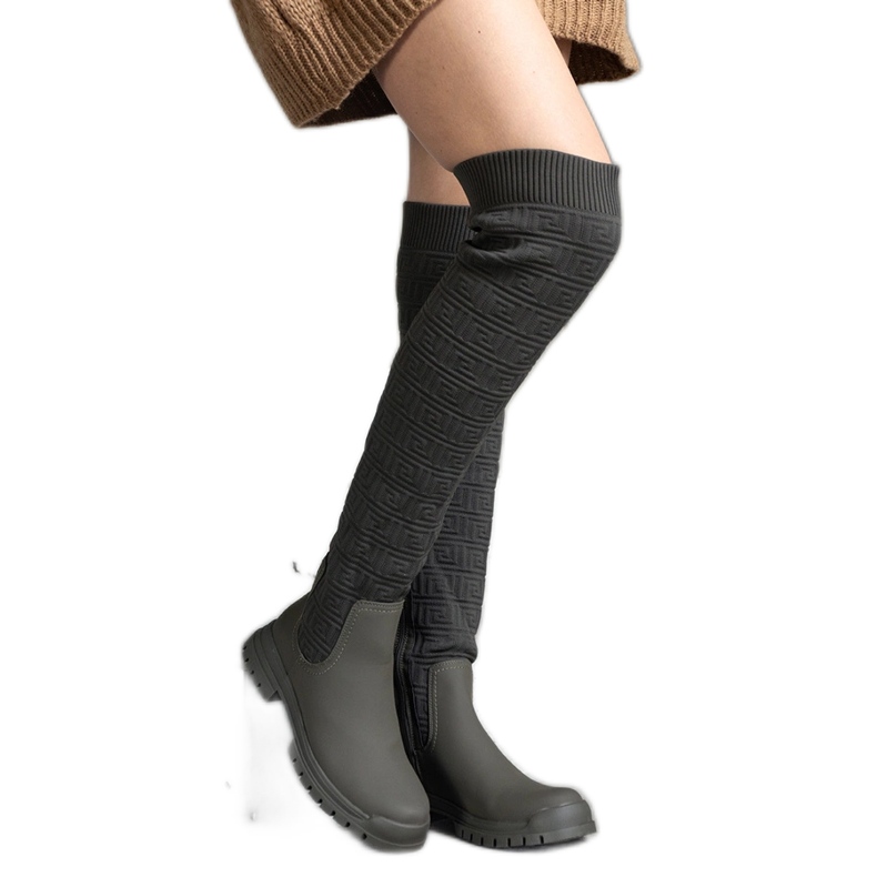 Cizme din material verde cu finisaj mat Scarlett Cizme din material verde cu finisaj mat Scarlett